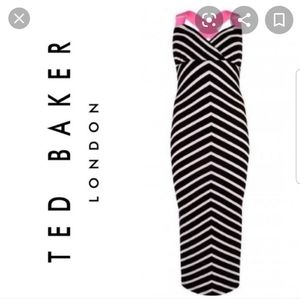Ted baker dress stripe SZ 0 pink black